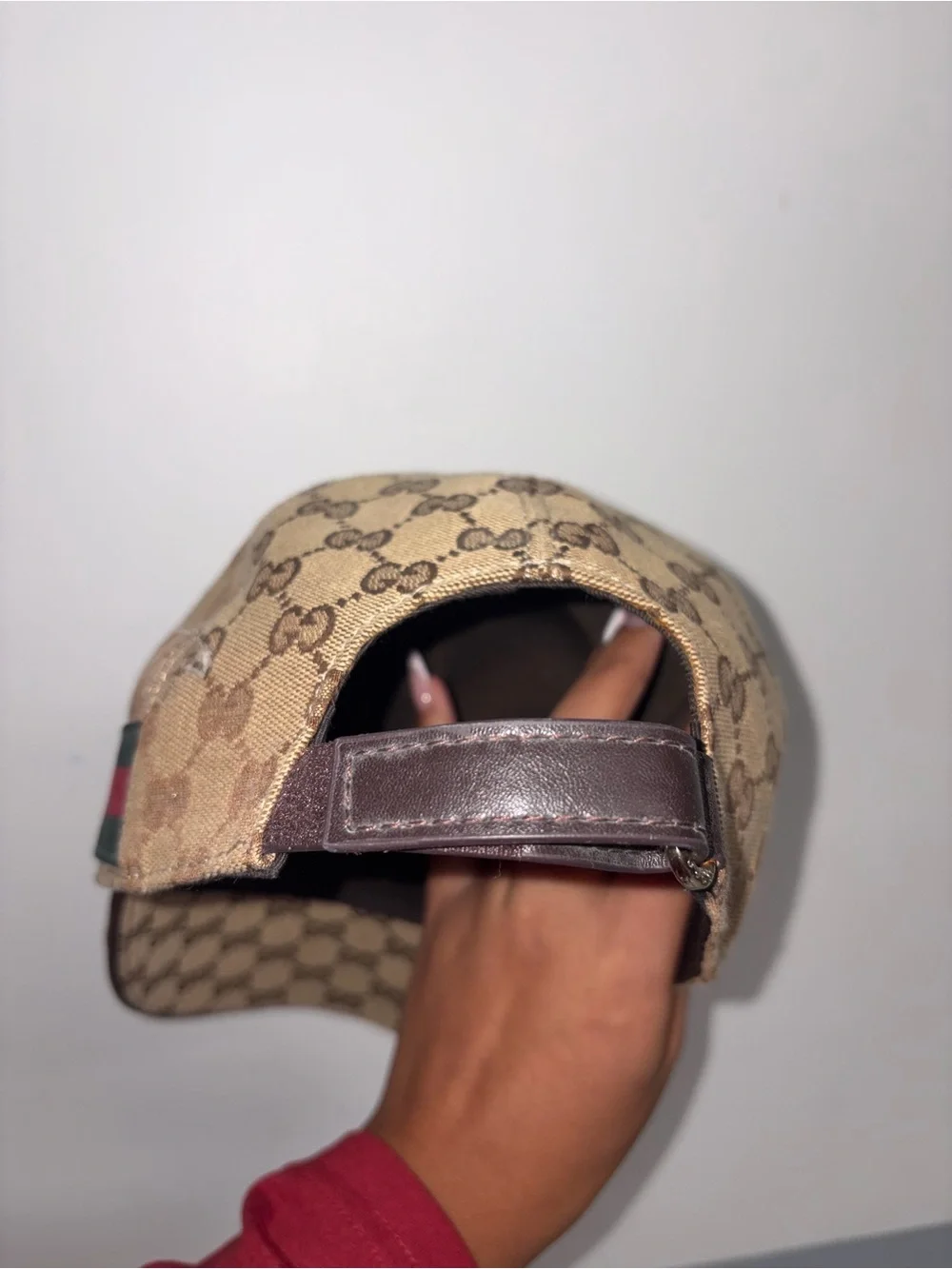Gucci Monogram Baseball Cap with Green-Red Stripe with Bee